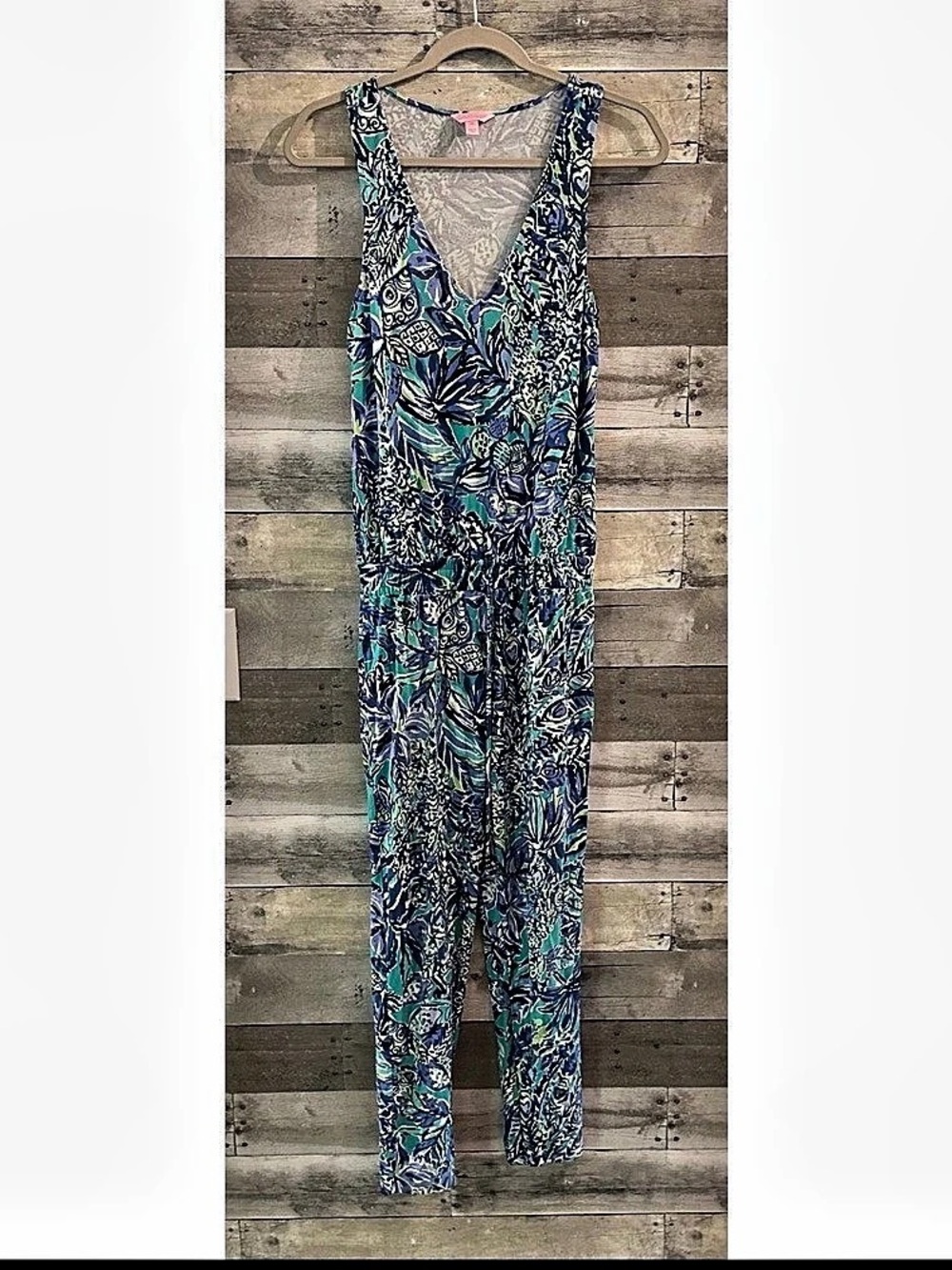 Lilly Pulitzer Paulina Jumpsuit Floral Blue & Green XS